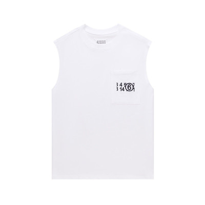 메종마르지엘라 남/녀 크루넥 화이트 나시 - Maison Margiela Unisex White Sleeveless Tshirts - mai162x