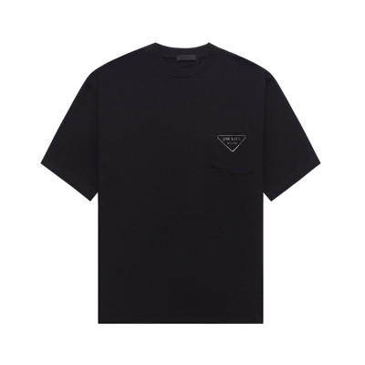 프라다 남성 크루넥 블랙 반팔티 - Prada Mens Black Short sleeved Tshirts - pr525x