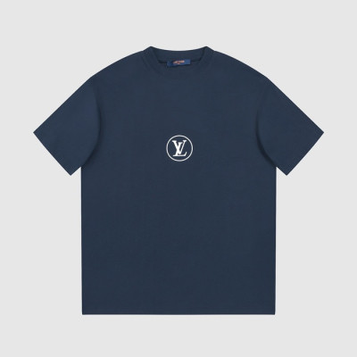 루이비통 남성 네이비 크루넥 반팔티 - Louis vuitton Mens Navy Short sleeved Tshirts - lv1085x