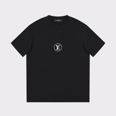 루이비통 남성 블랙 크루넥 반팔티 - Louis vuitton Mens Black Short sleeved Tshirts - lv1087x