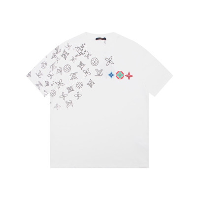 루이비통 남성 화이트 크루넥 반팔티 - Louis vuitton Mens White Short sleeved Tshirts - lv1090x