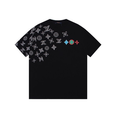 루이비통 남성 블랙 크루넥 반팔티 - Louis vuitton Mens Black Short sleeved Tshirts - lv1091x