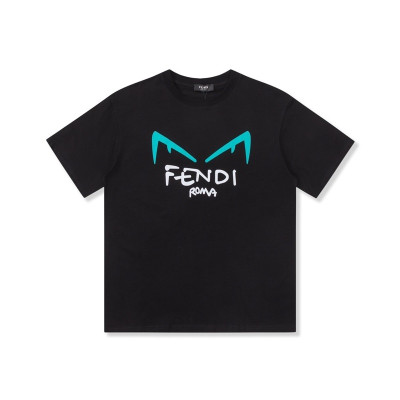 펜디 남성 블랙 크루넥 반팔티 - Fendi Mens Black Short sleeved Tshirts - fe133x