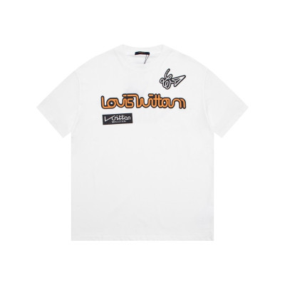 루이비통 남성 화이트 크루넥 반팔티 - Louis vuitton Mens White Short sleeved Tshirts - lv1092x