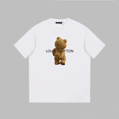 루이비통 남성 화이트 크루넥 반팔티 - Louis vuitton Mens White Short sleeved Tshirts - lv1094x