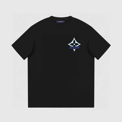 루이비통 남성 블랙 크루넥 반팔티 - Louis vuitton Mens Black Short sleeved Tshirts - lv1096x