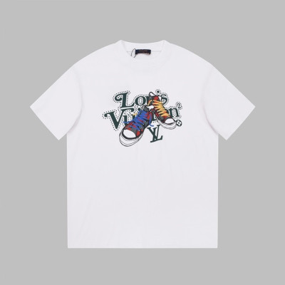 루이비통 남성 화이트 크루넥 반팔티 - Louis vuitton Mens White Short sleeved Tshirts - lv1098x