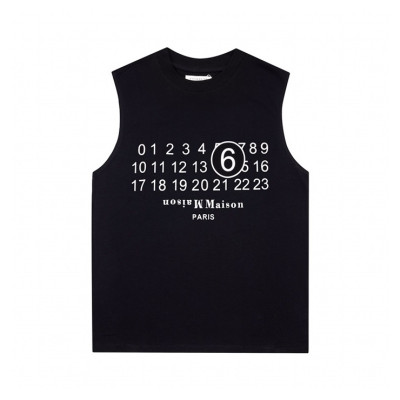 메종마르지엘라 남/녀 크루넥 블랙 나시 - Maison Margiela Unisex Black Sleeveless Tshirts - mai168x