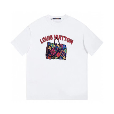 루이비통 남성 화이트 크루넥 반팔티 - Louis vuitton Mens White Short sleeved Tshirts - lv1104x