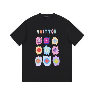 루이비통 남성 블랙 크루넥 반팔티 - Louis vuitton Mens Black Short sleeved Tshirts - lv1109x