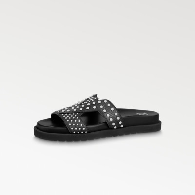 루이비통 남성 블랙 슬리퍼 - Louis vuitton Mens Black Slippers - lv1111x