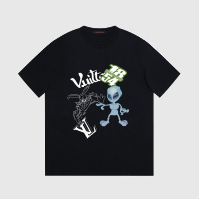 루이비통 남성 블랙 크루넥 반팔티 - Louis vuitton Mens Black Short sleeved Tshirts - lv1121x