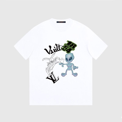 루이비통 남성 화이트 크루넥 반팔티 - Louis vuitton Mens White Short sleeved Tshirts - lv1122x