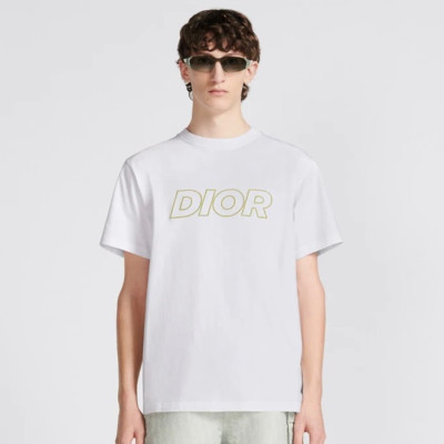 디올 남성 화이트 크루넥 반팔티 - Dior Mens White Short sleeved Tshirts - di501x