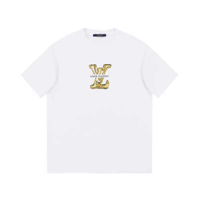 루이비통 남성 화이트 크루넥 반팔티 - Louis vuitton Mens White Short sleeved Tshirts - lv1140x