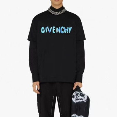 지방시 남성 크루넥 블랙 반팔티 - Givenchy Mens Black Short Sleeved Tshirts - gi286x