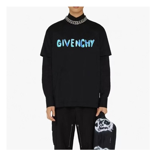 지방시 남성 크루넥 블랙 반팔티 - Givenchy Mens Black Short Sleeved Tshirts - gi286x
