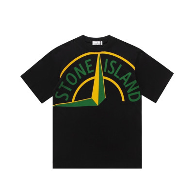 스톤아일랜드 남성 블랙 크루넥 반팔티 - Stone Island Mens Black Tshirts - st75x