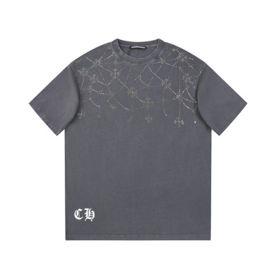 크롬하츠 남성 그레이 크루넥 반팔티 - Chrom Hearts Mens Gray Short sleeved Tshirts - ch151x