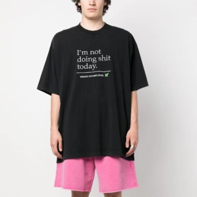 베트멍 남/녀 트렌디 블랙 반팔티 - Vetements Unisex Black Tshirts - vet361x