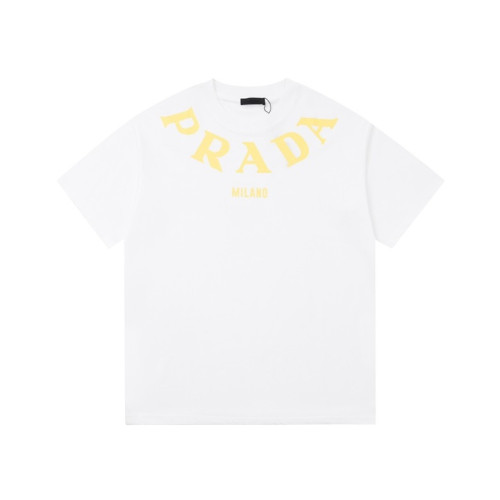 프라다 남성 크루넥 화이트 반팔티 - Prada Mens White Short sleeved Tshirts - pr566x