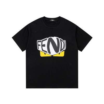 펜디 남성 블랙 크루넥 반팔티 - Fendi Mens Black Short sleeved Tshirts - fe145x