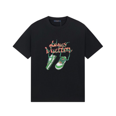 루이비통 남성 블랙 크루넥 반팔티 - Louis vuitton Mens Black Short sleeved Tshirts - lv1378x