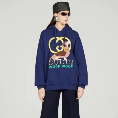 구찌 남/녀 트렌디 블루 후드티 -  Gucci Unisex Blue Hoodie - gu767x