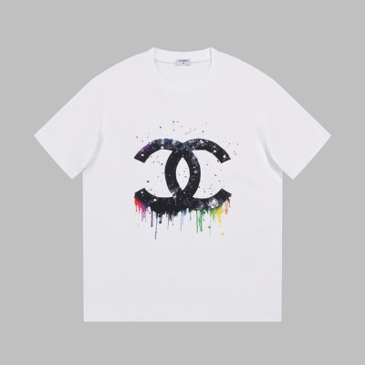 샤넬 남/녀 크루넥 화이트 반팔티 - Chanel Unisex White Tshirts - ch431x