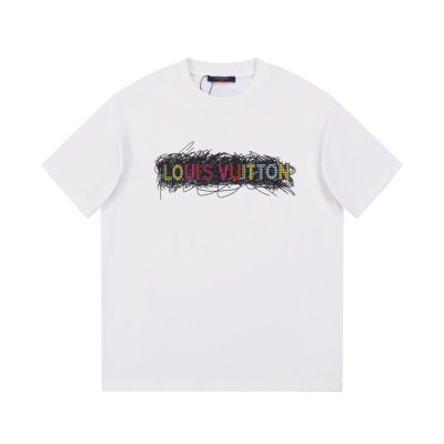 루이비통 남성 화이트 크루넥 반팔티 - Louis vuitton Mens White Short sleeved Tshirts - lv1402x