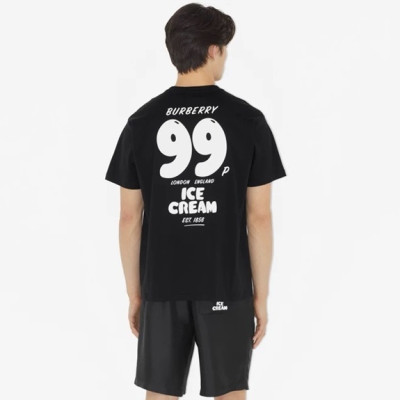 버버리 남성 블랙 크루넥 반팔티 - Burberry Mens Black Short Sleeved Tshirts - bu197x