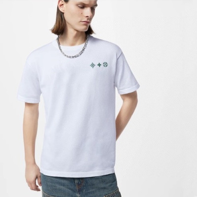 루이비통 남성 화이트 크루넥 반팔티 - Louis vuitton Mens White Short sleeved Tshirts - lv1431x