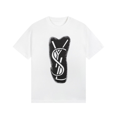 입생로랑 남성 화이트 크루넥 반팔티 - Saint laurent Mens White Short sleeved Tshirts - ysl396x