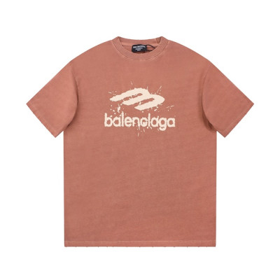 발렌시아가 남성 버건디 크루넥 반팔티 - Balenciaga Mens Burgandy Short sleeved Tshirts - ba503x