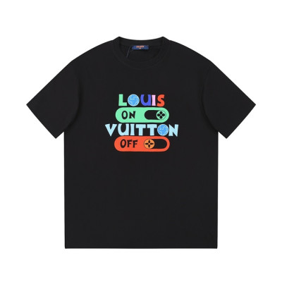 루이비통 남성 크루넥 블랙 반팔티 - Louis vuitton Mens Black Short Sleeved Tshirts - lv1455x