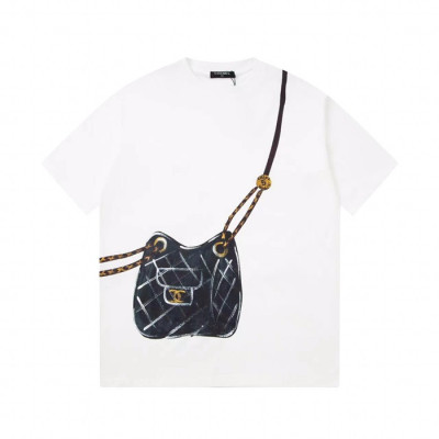 샤넬 남/녀 크루넥 화이트 반팔티 - Chanel Unisex White Tshirts - ch435x