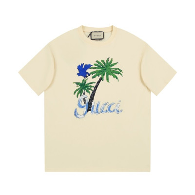 구찌 남/녀 아이보리 크루넥 반팔티 - Gucci Unisex Ivory Short sleeved Tshirts - gu799x