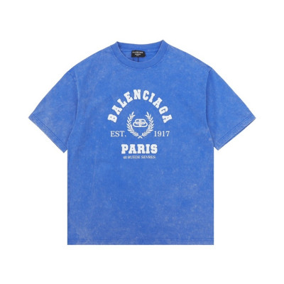 발렌시아가 남성 블루 크루넥 반팔티 - Balenciaga Mens Blue Short sleeved Tshirts - ba507x