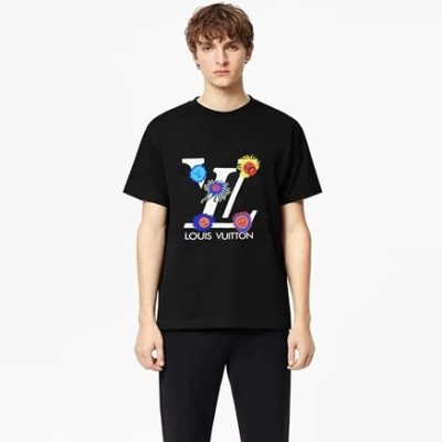 루이비통 남성 크루넥 블랙 반팔티 - Louis vuitton Mens Black Short sleeved Tshirts - lv1501x