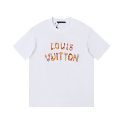 루이비통 남성 크루넥 화이트 반팔티 - Louis vuitton Mens White Short sleeved Tshirts - lv1506x