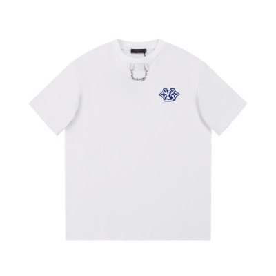 루이비통 남성 크루넥 화이트 반팔티 - Louis vuitton Mens White Short sleeved Tshirts - lv1508x