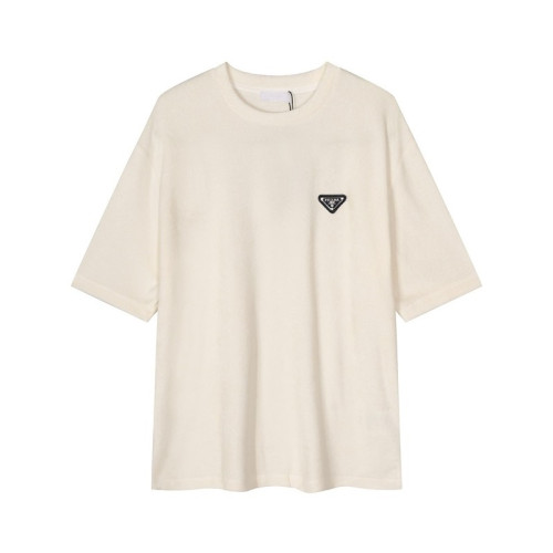 프라다 남성 아이보리 크루넥 반팔티 - Prada Mens Ivory Short sleeved Tshirts - pr599x