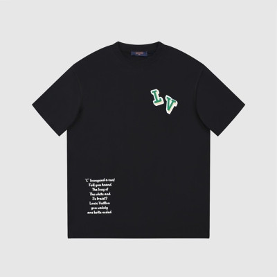 루이비통 남성 크루넥 블랙 반팔티 - Louis vuitton Mens Black Short sleeved Tshirts - lv1511x