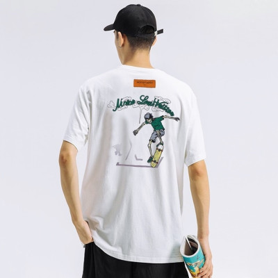 루이비통 남성 크루넥 화이트 반팔티 - Louis vuitton Mens White Short sleeved Tshirts - lv1514x