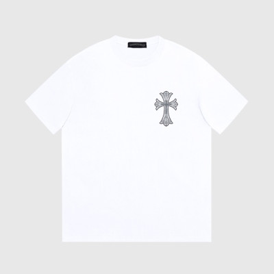 크롬하츠 남성 화이트 크루넥 반팔티 - Chrom Hearts Mens White Tshirts - ch177x