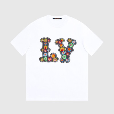 루이비통 남성 크루넥 화이트 반팔티 - Louis vuitton Mens White Short sleeved Tshirts - lv1530x