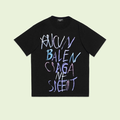 발렌시아가 남성 블랙 크루넥 반팔티 - Balenciaga Mens Black Short sleeved Tshirts - ba518x