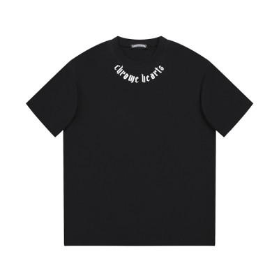 크롬하츠 남성 블랙 크루넥 반팔티 - Chrom Hearts Mens Black Short sleeved Tshirts - ch184x