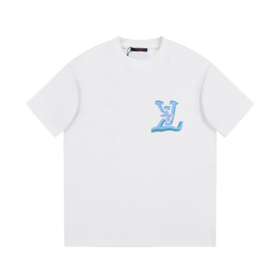 루이비통 남성 크루넥 화이트 반팔티 - Louis vuitton Mens White Short sleeved Tshirts - lv1585x