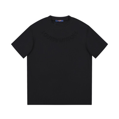 루이비통 남성 크루넥 블랙 반팔티 - Louis vuitton Mens Black Short sleeved Tshirts - lv1592x